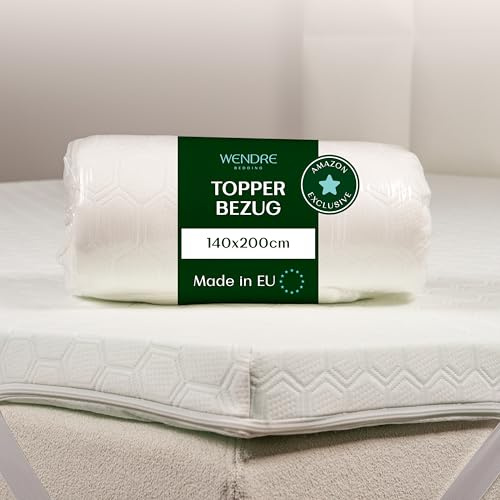 Wendre Topper Bezug 140x200 cm – Passend für 5–7 cm Höhe | 3-seitiger Reißverschluss, waschbar bei 40°C, OEKO-TEX zertifiziert, Schutzbezug für Matratzentopper