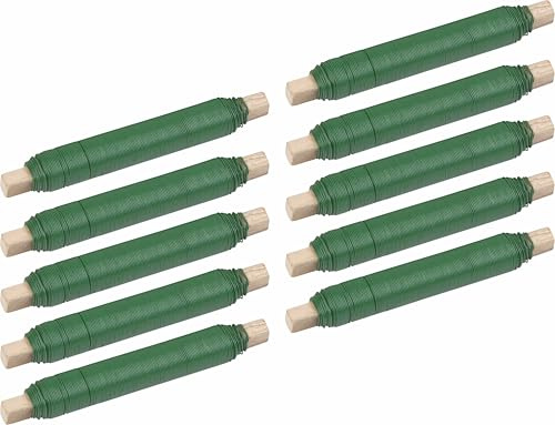 Meister Alambre verde para manualidades (10 unidades, alambre moldeable para flores y plantas, 0,6 mm de diámetro, 40 m cada uno)