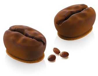 silikomart Silicone Coffee Mould 110 Professional Accessories for Kitchen and Pastry with ABS Cutter, 8 Cavities 110 ml, Coffee Bean Shape
