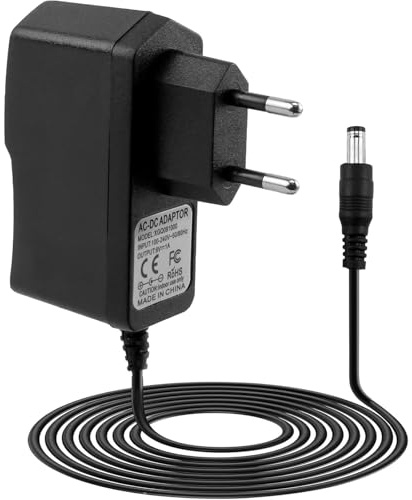 Platzsparendes Netzteil 9V 1A für Gitarrenpedal, Vertikales Design, Rauschfrei, DC Adapter 5.5x2.1mm Mitte Negativ, kompatibel mit Boss Casio Roland, Effektgerät Ladegerät für Musikinstrumente