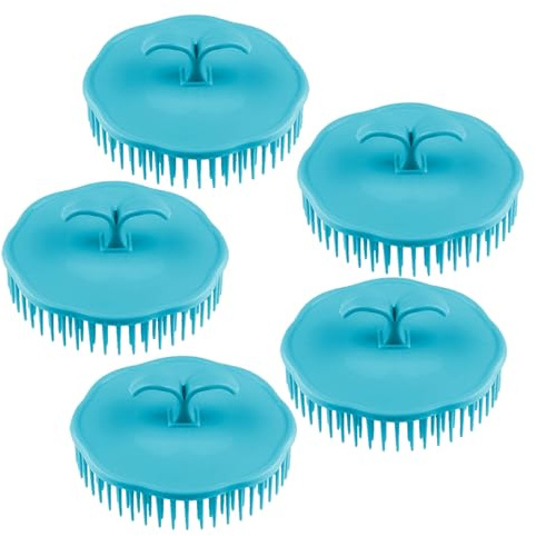 HEALSOPTHY Kunststoff Haarmassagebürsten 5 Stück Rund für Schonende Shampoo Anwendung und Kopfhautpflege Zuhause Zufällige Farbe