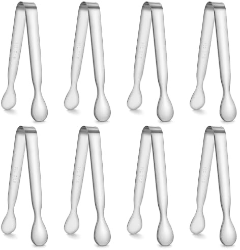 8 PCS 4.3 Inch Small Serving Tongs Mini Appetizer Tongs Stainless Steel | Mini Charcuterie Tongs for Appetizers Charcuterie Board Buffet Cubes Cheese Party
