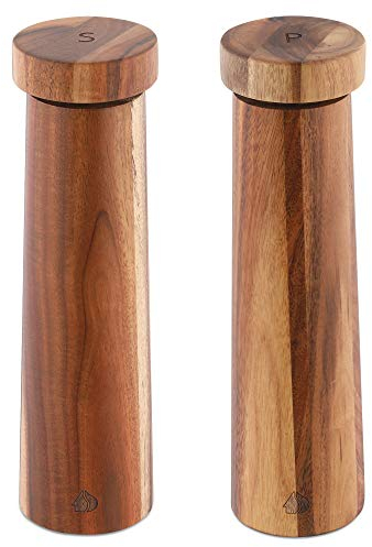 Navaris Molinillo de Pimienta y salero de Madera - Moledor de Sal o Especias y Molino pimentero - Molinillos con Grano Ajustable - Diseño escandinavo