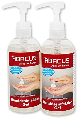 ABACUS® Handdesinfektion Gel, Desinfektionsgel, Handdesinfektion, Desinfektion, Desinfektiongel, Gel in Spenderflasche, Schnelldesinfektion – Handdesinfektion Gel 2x 500 ml (7567)