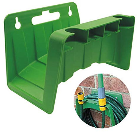 Keemov 1 piece Garden Hose Holder Plastic Wall Mounted Water Pipe Storage Rack Hose Reel Hanger for Home Garden (23X17X14CM,Green)