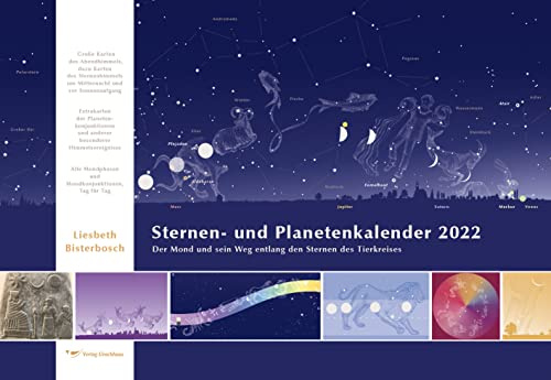 Sternen- und Planetenkalender 2022: Der Mond und sein Weg entlang den Sternen des Tierkreises