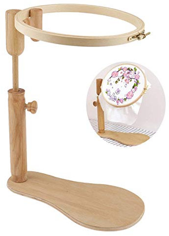 JasCherry Runde Stickständer, Buche Kreuzstich-Rahmen, Einstellbare Stickständer, Kreuzstich Ständer, Kreuzstichgestell, Stickrahmen-Ständer, 360 Grad Drehbar