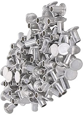 Yinpecly 3 x 5 mm Flachkopf-Nieten, Aluminium-Teilloch, Rohrnieten zur Befestigung von Arbeitsstücken, silberfarben, 200 Stück