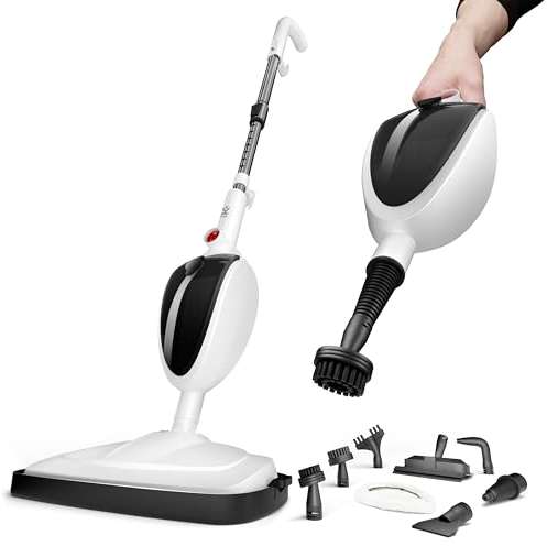 Avalla T-5 Steam Mop & Handheld Cleaner – High Pressure, 2-in-1 Combi-Cleaner, 7 Piece Accessory Kit, Chemical-Free Cleaning, Fast Heat-Up, Reusable Pads, for Hard Floors, Carpets, Grout & Upholstery
