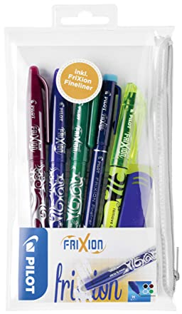 Pilot Pen 2260B5P4 - Tintenroller Frixion Ball, Frixion Fineliner, Frixion Textmarker, Set 6 Teile im Blistermäppchen