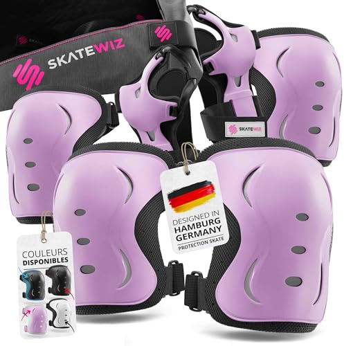 Skatewiz knäskydd barn, skydd inlines barn – knäskydd inlines barn skyddsset – skydd inlines skridskor barn – knä- och armbågsskydd – Impact, storlek XS i rosa svart