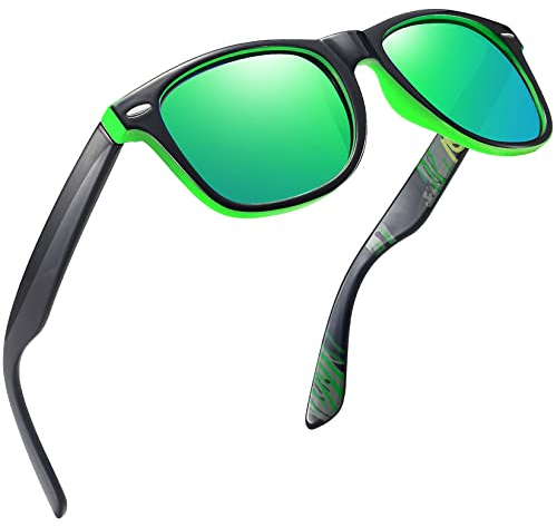Joopin Rechteckige Sonnenbrille Herren Polarisiert Grüen Verspiegelt und Retro Sonnenbrille Damen Klassisch UV400 Unisex Sunglasses Green zum Fahren Wandern (Grün)
