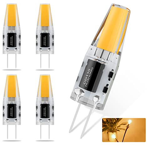3W G4 LED Lampen, 12V AC/DC Stiftsockellampe Glühbirnen, Ersatz für 30W Halogenlampen, Warmweißes Licht 3000K, Kein Flackern Nicht Dimmbar, 260 Lumen 360° Abstrahlwinkel, 5pcs