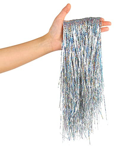 VEYLIN 2000 Strands Sliver Tinsel Icicles Foil Fringe Tinsel Garland for Holiday Christmas Tree Decorations