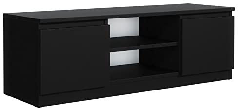 meble masztalerz Tv Schrank mit 2 Ablagen, Schwarz 120x38,5x39 cm | Wohnzimmer Möbel, Fernsehschrank, Schrank , Fernseher Tisch Möbel , Tv Schrank