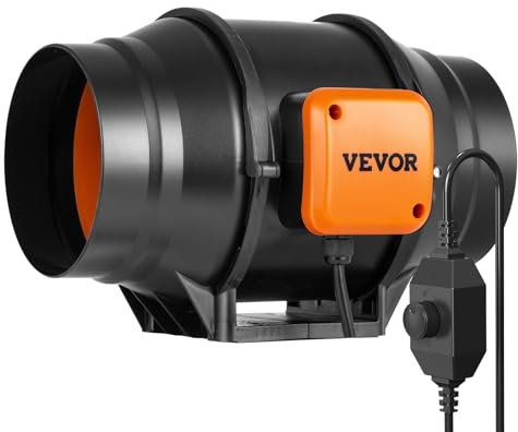 VEVOR In-line kanalfläkt, 152,4 mm, tyst luftdragare 550 m³/h växelkontroll växelmotor, kylbooster för odlingstält, hydroponics