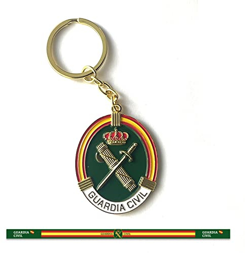 ADCSHOP Llavero Oval Guardia Civil 5 x 4 cm con Pulsera Bandera España