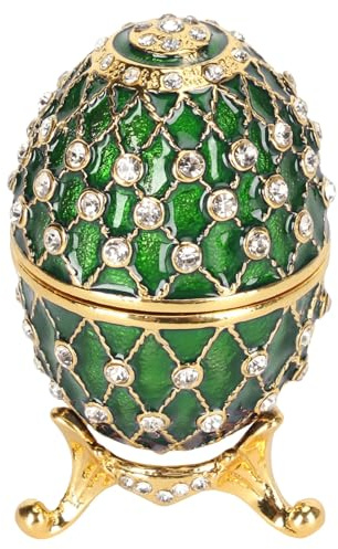 Fabergé-Ei-Schmuckkästchen Im Ei-Stil, Handbemaltes, Emailliertes Fabergé-Ei, Dekorative Schmuckschatulle mit Scharnier, Fabergé-Ei, Handbemaltes, Emailliertes Fabergé-Ei,