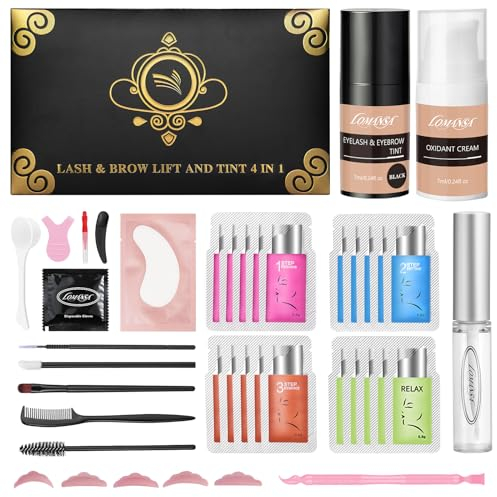 Lomansa Wimpernlifting Set mit Farbe Schwarz, Lash Lifting Set und Tönung, Einzeln Verpackte zur auf Wimpern und Augenbrauen Lifting, Hält bis zu 6 Wochen, Geeignet für Salon und Anfänger