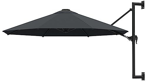 ZQQLVOO Gartenschirm Parasol Sonnenschirm für pflanzen Sonnenschirm Wandmontage mit Metallmast 300 cm Anthrazit