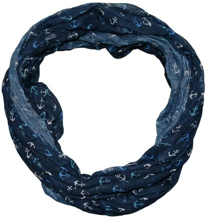 beybey® Anker Marine Damen Seide Loop Schal in tollen Farben - ein Seidenschal zum Verlieben (marine blau)