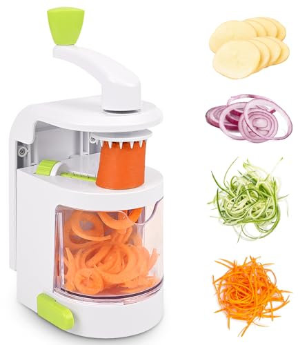 Dreamhigh® Spiralizzatore di Verdure, 4 In 1 Taglia Zucchine Spaghetti con Contenitore di Raccolta, Senza BPA, Spaghetti di Zucchine Attrezzo per zucchine, Cetriolo, Patate, Cipolla