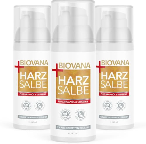 BIOVANA Harzsalbe Plus | feuchtigkeitsspendene Creme | für alle Hauttypen | 100 ml Inhalt 3x