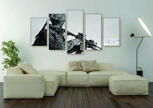 FatAco 5 Paneele Leinwand mit Rahmen Soldat der Armee Bild Kunstdruck Leinwand Gemälde Wandmalerei Home Office Wohnzimmer Schlafzimmer Dekoration Ready to Hang