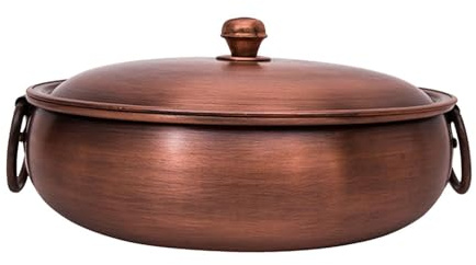 LOVIVER Copper Pot Cooking Pot Reinforced for Stovetop Stable Saucepan Stew Pan Casserole Dish for Family Household Picnic Restaurant, 30cm
