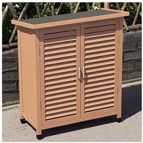 Outdoor Potting Bench Table with Storage Cabinet Wood Workstation for Garden Waterproof Tool Shed for Backyard/Patio/Lawn