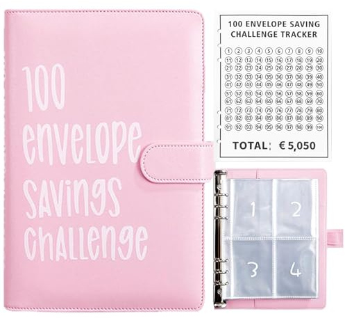 Sparbuch für Geld 5000 Euro, 100 Umschläge Spar Challenge Buch, Budget Planner Deutsch, 100 Tage Geld Sparen Challenge, Spar 5050€ Budget Binder für Paare, Zuhause, Schule