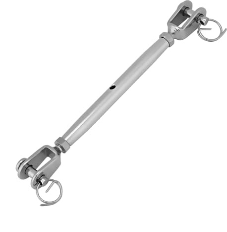 Yuecoom Jaw and Jaw Turnbuckle, Stainless Steel Rigging Screw Closed Body Jaw Turnbuckle Rigging Screw Turnbuckle for Boat Yacht Fasteners for Marine Boat Yacht Outdoor Activities (M8)