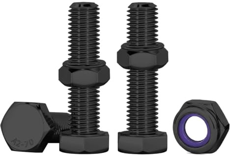 Drenky Sechskantschrauben Set M6 Schrauben Schwarz Edelstahl A2 V2A Schrauben Muttern Set M6x30mm Selbstsichernde Muttern Schrauben Set für Möbel, Autos, Fahrräder, Schiffe, 3D-druck, 10 Stück