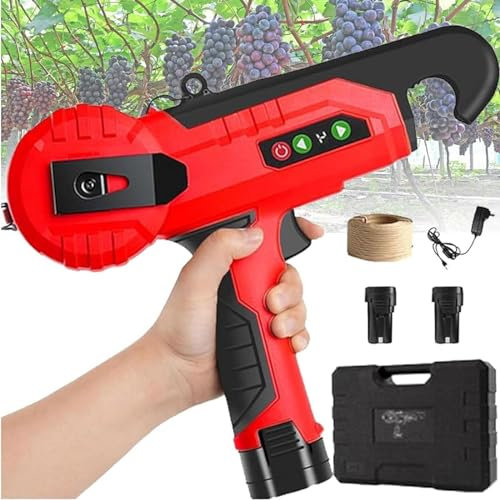 IMOSEI Legatrice elettrica per legare pomodori, peperoni e cetrioli in modo facile e veloce, ideale per giardinieri e agricoltori, con 2 batterie e cassetta degli attrezzi