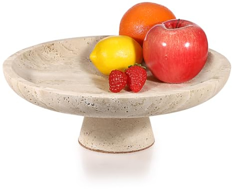 OLegei Bol à fruits décoratif en travertin naturel pour comptoir de cuisine et décoration dintérieur,Beige