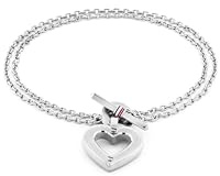 Tommy Hilfiger Jewelry Doppeltes Ketten-Armband für Damen aus Edelstahl mit einem Herzförmigen Anhänger - 2780969