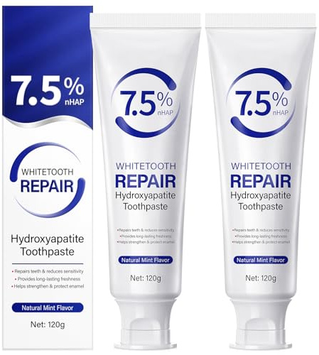2Pcs Hydroxyapatite Toothpaste, Hydroxyapatite Enamel Care Toothpastes, Fluoride-Free Formula with Gentle Mint, for Sensitive Teeth, Long-Lasting Fresh Breath