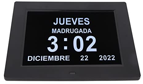 Greensen Orologio per Calendario del Giorno Digitale con Promemoria di Farmaci, Display di Carattere di Grandi Dimensioni e 5 Allarmi, Orologio Elettronico da 8 Pollici per Anziani, Digni Automatici
