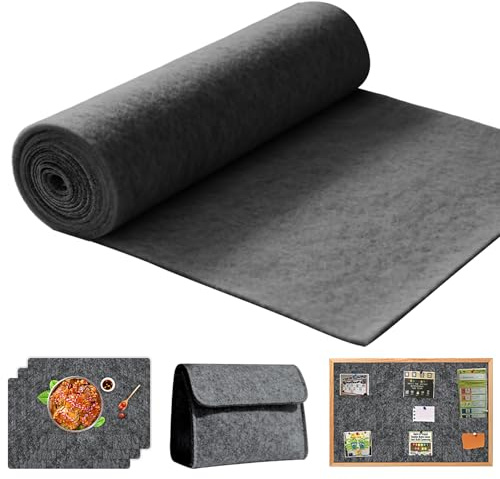 Filtrulle filttyg 40 cm x 150 cm metervara, 1 mm tjock, filtmatta, filt för gör-det-själv förvaringsväska lapptäcke sy filt för pyssel hantverk dekoration mörkgrå