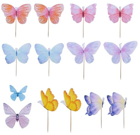 72 Stück Schmetterling Tortendeko Essbar, 12 Stück Tortendeko Geburtstag, Schmetterling Deko Geburtstag, Cupcake Dekoratione für Hochzeiten, Geburtstage, Jubiläen und Babypartys