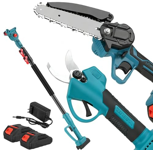 Scie À Branches Hautes Sans Fil 2 En 1, Cisaille Électrique, Rallonge Télescopique En Alliage De 2 M, Réglage À 90°, Légère, Avec 2 Batteries Et Chargeur For La Taille Des Branches