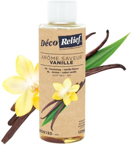 Déco Relief - Arôme Alimentaire Liquide Vanille 120 ml - Arôme Naturel Pâtisserie & Yaourtière - Pour Gâteaux, Pâtisseries, Yaourts - Arôme Concentré - ARON18D