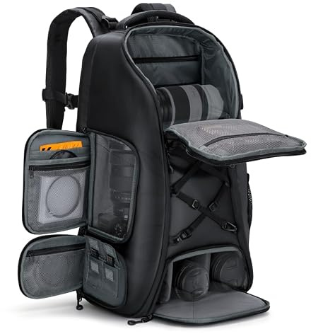 K&F CONCEPT Fotorucksack Groß Kamerarucksack 30L Wasserabweisend | Camera Backpack mit Regenschutz für DSLR SLR Spiegelreflexkameras Stative 16 Zoll Laptop B12