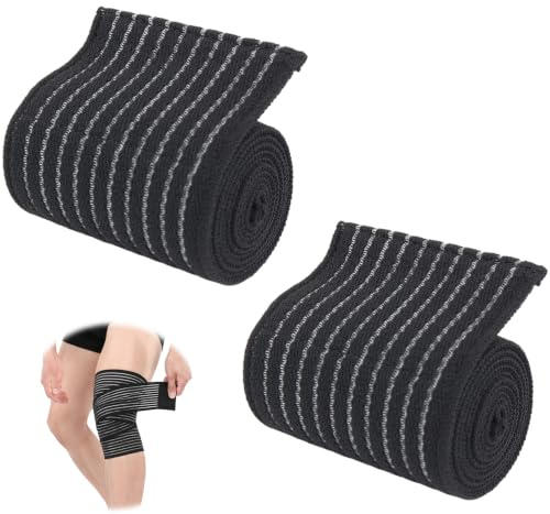 2 Pcs Extra-long Elastic Knee Wraps,Knee Support Bandage,Compression Bandages for Legs,Suitable for Carpal Tunnel Syndrome,Plantar Fasciitis,Ligament Stabilization,Joint Pain,Basketball,Running,Tennis