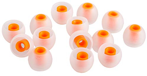 Xcessor (M 7 Pairs (14 Pieces) of Silicone Replacement In Ear Earphone Medium Size Earbuds. Replacement Ear Tips for Popular In-Ear Headphones. Transparent/Orange
