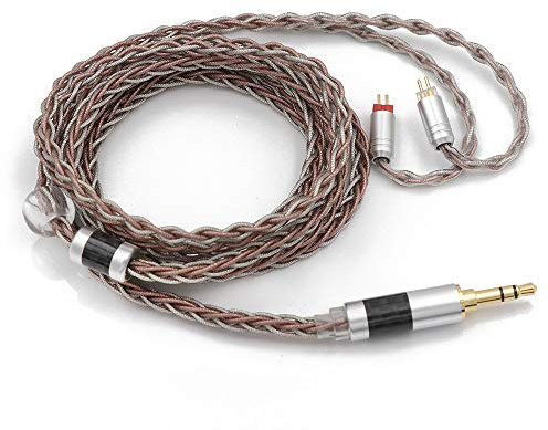 TRIPOWIN C8 8-Core Silver Copper Foil Braided Earphone Upgrade Cable, Tinsel Silver Copper Wire for KZ ZS10 PRO AS10 ZS10 ZS6 ES4 ZST ZSR ED16 TRN V80(3.5mm Plug, 2 pin 0.78mm Connector)