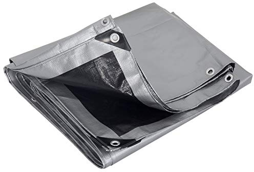 Lestarain universal Gewebeplane Abdeckplane Schutzplane，wasserabweisend und haltbar Bauplane Bootsplane mit Ösen für Auto Gartenmöbel Pool 280g/m²,4x6m,Schwarz+Silber