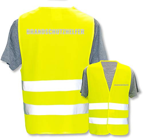 Bedruckte Warnwesten mit ISO-Leuchtstreifen * Standard- oder Reflex-Druck * Erste Hilfe und Brandschutz * Begriff: Brandschutzhelfer (Reflektierend) * Farbe (Größe): Gelb (3XL/4XL)