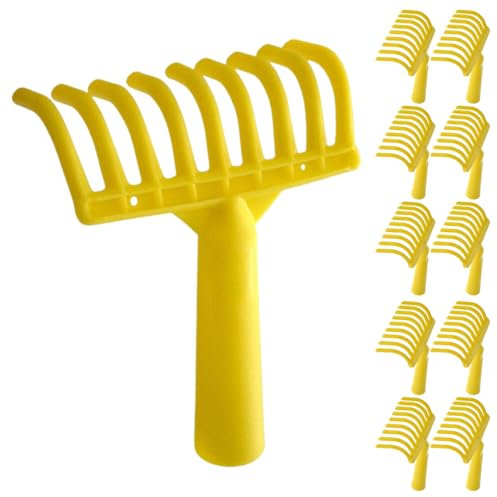 acquaverde | 5 Rastrelli in Plastica, Pettine a 9 Denti per Raccolta Olive con Foro Universale per Manico, Giallo