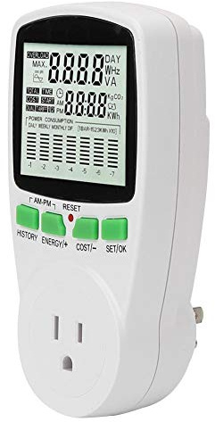 eecoo Electricity Usage Monitor, 0.000KWh-9999 KWh Power Meter Plug 0-16A Intelligent Digital Power Monitor Meter with LCD Display, Energy Watt Voltage Amps Meter for Energy Saving(#2)